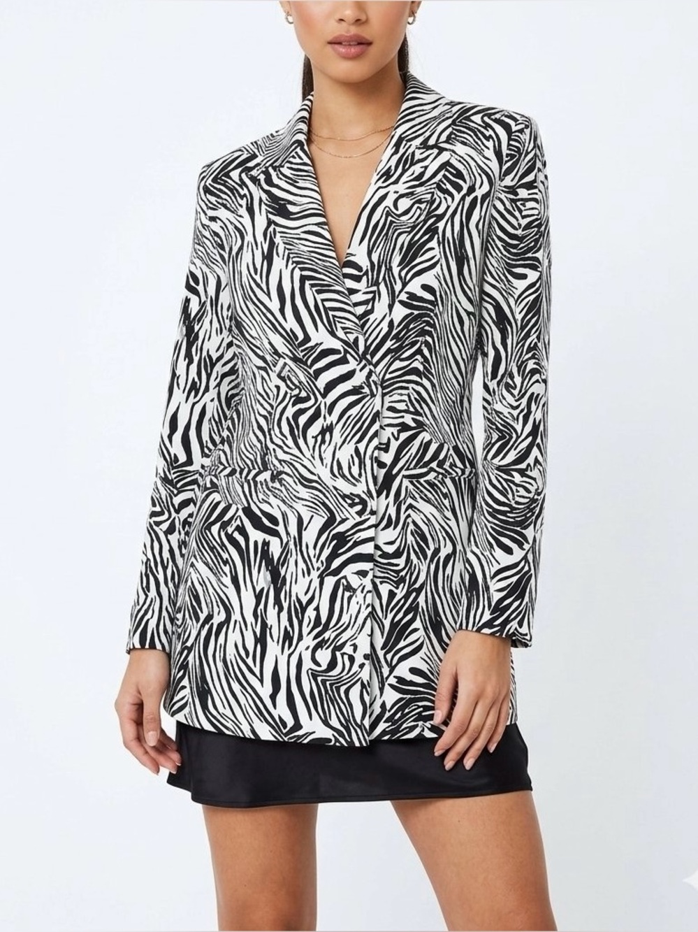 NWT Nasty Gal Zebra Print Blazer Dress Jacket Size 6